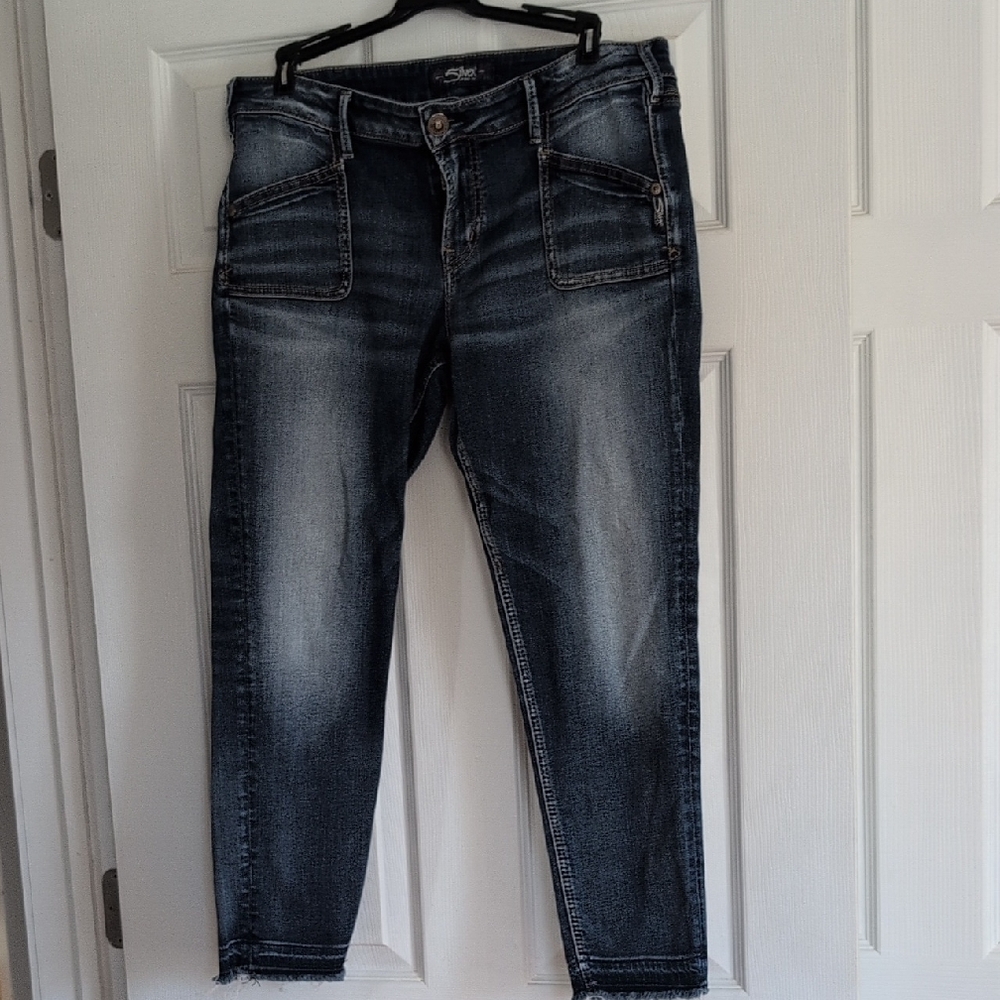 Silver Jeans Suki Skinny Women's Dark Wash Cropped Ankle Jeans 31x26